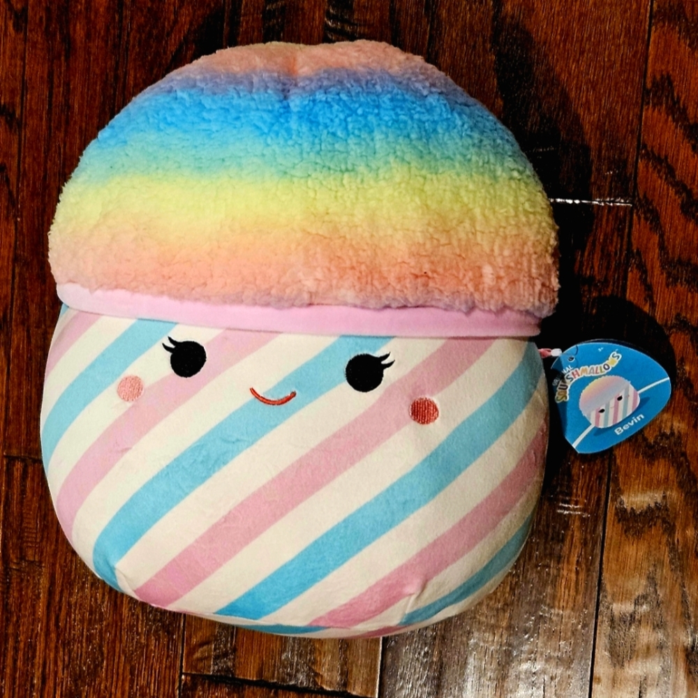 NWT Squishmallows Rare 12-Inch Bevin Rainbow Snow Cone Plush